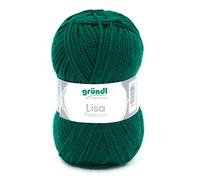 Gründl Wolle Lisa Premium Uni Strick-& Häkelgarn, 100% Polyacryl, Tannengrün, 1 x 50g, 50