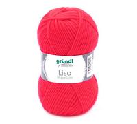 Gründl Lisa Premium Uni Strick- & Häkelgarn (weicher und wollartiger Charakter, pflegeleichtes Strickgarn aus 100% Polyacryl, 50 g/ 133 m, Nadelstärke: 3,5-4,5, 1 Knäuel á 50 g), Neonkoralle