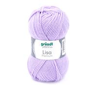 Gründl Lisa Premium Uni Strick- & Häkelgarn (weicher und wollartiger Charakter, pflegeleichtes waschbares Strickgarn aus 100% Polyacryl, 50g/133m, Nadelstärke: 3,5-4,5, 1 Knäuel á 50g), Flieder
