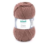 Gründl Lisa Premium Uni Strick- & Häkelgarn (weicher und wollartiger Charakter, pflegeleichtes waschbares Strickgarn aus 100% Polyacryl, 50 g/ 133 m, Nadelstärke: 3,5-4,5, 1 Knäuel á 50 g), Nougat