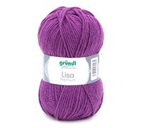 Gründl Lisa Premium Uni Strick- & Häkelgarn (weicher und wollartiger Charakter, pflegeleichtes waschbares Strickgarn aus 100% Polyacryl, 50 g/ 133 m, Nadelstärke: 3,5-4,5, 1 Knäuel á 50 g), Purpur