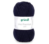 Gründl Lisa Premium Uni Strick- & Häkelgarn (weicher und wollartiger Charakter, pflegeleichtes waschbares Strickgarn aus 100% Polyacryl, 50 g/ 133 m, Nadelstärke: 3,5-4,5, 1 Knäuel á 50 g), Marine