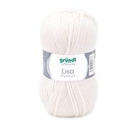Gründl Lisa Premium Uni Strick- & Häkelgarn (weicher und wollartiger Charakter, pflegeleichtes waschbares Strickgarn aus 100% Polyacryl, 50g/133m, Nadelstärke: 3,5-4,5, 1 Knäuel á 50g), Creme