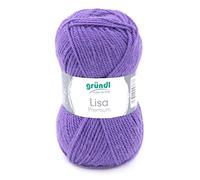 Gründl Lisa Premium Uni Strick- & Häkelgarn (weicher und wollartiger Charakter, pflegeleichtes waschbares Strickgarn aus 100% Polyacryl, 50 g/ 133 m, Nadelstärke: 3,5-4,5, 1 Knäuel á 50 g), Lila