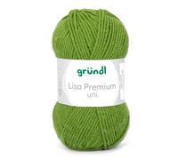 Gründl Lisa Premium Uni Strick- & Häkelgarn (weicher und wollartiger Charakter, pflegeleichtes waschbares Strickgarn aus 100% Polyacryl, 50 g/ 133 m, Nadelstärke: 3,5-4,5, 1 Knäuel á 50 g), grün