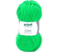 Gründl Lisa Premium Uni Strick- & Häkelgarn (weicher und wollartiger Charakter, pflegeleichtes Strickgarn aus 100% Polyacryl, 50 g/ 133 m, Nadelstärke: 3,5-4,5, 1 Knäuel á 50 g), Neongrün