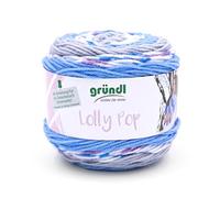 Gründl Lolly Pop Häkel- und Strickgarn (Wollähnliches und waschbares Universalgarn 100% Polyacryl, 150 g / 240 m, Nadelstärke: 5-6, 150 g), himmelblau-zinn-weiß color