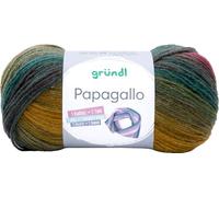 Gründl Wolle Papagallo - Weiche Wolle mit Farbverlauf zum Häkeln und Stricken - Farbverlaufsgarn für 1 Tube - 100% Polyacryl - 1 Knäuel 100 g / 360 m - Nadelstärke 3,5-4,5 - kupfer-rot-grün
