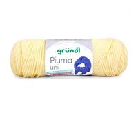 Gründl Piuma uni Wolle zum Stricken und Häkeln - Leichtes Baumwollgarn, 61% Baumwolle, 39% Polyacryl, 100 g / 200 m, Nadelstärke 5,0 - 6,0 mm, OEKO-TEX, Buttergelb
