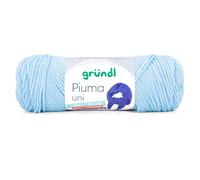 Gründl Piuma uni Wolle zum Stricken und Häkeln - Leichtes Baumwollgarn, 61% Baumwolle, 39% Polyacryl, 100 g / 200 m, Nadelstärke 5,0 - 6,0 mm, OEKO-TEX, Eisblau