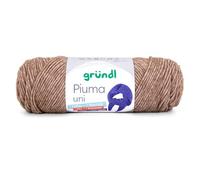 Gründl Piuma uni Wolle zum Stricken und Häkeln - Leichtes Baumwollgarn, 61% Baumwolle, 39% Polyacryl, 100 g / 200 m, Nadelstärke 5,0 - 6,0 mm, OEKO-TEX, Mocca