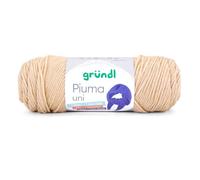 Gründl Piuma uni Wolle zum Stricken und Häkeln - Leichtes Baumwollgarn, 61% Baumwolle, 39% Polyacryl, 100 g / 200 m, Nadelstärke 5,0 - 6,0 mm, OEKO-TEX, Sand