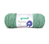 Gründl Piuma uni Wolle zum Stricken und Häkeln - Leichtes Baumwollgarn, 61% Baumwolle, 39% Polyacryl, 100 g / 200 m, Nadelstärke 5,0 - 6,0 mm, OEKO-TEX, Eukalyptus