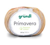 Gründl Primavera Baumwolle Sommergarn, 100g, 350m, Nadelstärke 2,5-3,5mm, Farbverlauf (02 himberre-beige-curry)