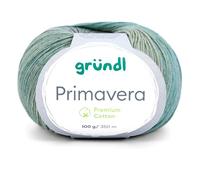 Gründl Primavera Baumwolle Sommergarn, 100g, 350m, Nadelstärke 2,5-3,5mm, Farbverlauf (05 blaugrau-türkis-smaragd)