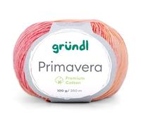 Gründl Primavera Baumwolle Sommergarn, 100g, 350m, Nadelstärke 2,5-3,5mm, Farbverlauf (07 pfirsich-orange-kürbis)