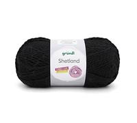 Gründl Shetland Wolle (weiches Strickgarn aus 80% Polyacryl und 20% Wolle, 100 g / 170 m, Nadelstärke: 7-8, 1 x 100 g), Schwarz