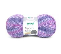 Gründl Wolle Alpaca Twist - Dicke Wolle mit Alpaka zum Stricken und Häkeln - Weich und hautfreundlich - 80% Polyacryl, 20% Alpaka - 1 Knäuel 100 g / 170 m - Nadelstärke 6-7 - flieder-pink-ozean