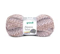 Gründl Wolle Alpaca Twist - Dicke Wolle mit Alpaka zum Stricken und Häkeln - Weich und hautfreundlich - 80% Polyacryl, 20% Alpaka - 1 Knäuel 100 g / 170 m - Nadelstärke 6-7 - walnuss-schwarz-weiß