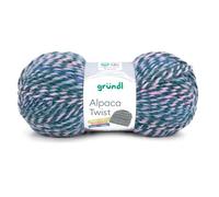 Gründl Wolle Alpaca Twist - Dicke Wolle mit Alpaka zum Stricken und Häkeln - Weich und hautfreundlich - 80% Polyacryl, 20% Alpaka - 1 Knäuel 100 g / 170 m - Nadelstärke 6-7 - blautanne-rosa-aqua