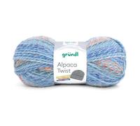 Gründl Wolle Alpaca Twist - Dicke Wolle mit Alpaka zum Stricken und Häkeln - Weich und hautfreundlich - 80% Polyacryl, 20% Alpaka - 1 Knäuel 100 g / 170 m - Nadelstärke 6-7 - aqua-indigo-orange