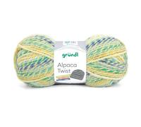 Gründl Wolle Alpaca Twist - Dicke Wolle mit Alpaka zum Stricken und Häkeln - Weich und hautfreundlich - 80% Polyacryl, 20% Alpaka - 1 Knäuel 100 g / 170 m - Nadelstärke 6-7 - limone-honig-ozean