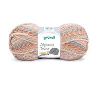 Gründl Wolle Alpaca Twist - Dicke Wolle mit Alpaka zum Stricken und Häkeln - Weich und hautfreundlich - 80% Polyacryl, 20% Alpaka - 1 Knäuel 100 g / 170 m - Nadelstärke 6-7 - beige-hellblau