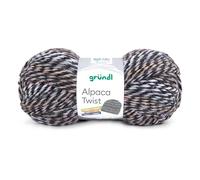 Gründl Wolle Alpaca Twist - Dicke Wolle mit Alpaka zum Stricken und Häkeln - Weich und hautfreundlich - 80% Polyacryl, 20% Alpaka - 1 Knäuel 100 g / 170 m - Nadelstärke 6-7 - schwarz-walnuss-weiß