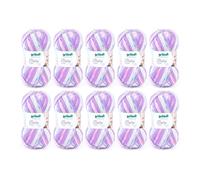 Gründl Wolle Baby color Babywolle 10 Knäuel 50 g, flieder-weiß | Babywolle zum Häkeln und Stricken mit Farbverlauf - 70 % Polyacryl, 30 % Polyamid - 50 g / 150 m - Nadelstärke 3,5 -4,5