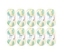 Gründl Wolle Baby color Babywolle 10 Knäuel 50 g, grasgrün-weiß | Babywolle zum Häkeln und Stricken mit Farbverlauf - 70 % Polyacryl, 30 % Polyamid - 50 g / 150 m - Nadelstärke 3,5 -4,5