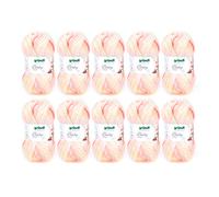 Gründl Wolle Baby color Babywolle 10 Knäuel 50 g, koralle-weiß | Babywolle zum Häkeln und Stricken mit Farbverlauf - 70 % Polyacryl, 30 % Polyamid - 50 g / 150 m - Nadelstärke 3,5 -4,5