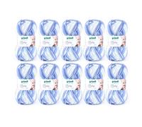 Gründl Wolle Baby color - Babywolle zum Häkeln und Stricken mit Farbverlauf - Weich und hautfreundlich - 70% Polyacryl, 30% Polyamid - 10 Knäuel 50 g / 150 m - Nadelstärke 3,5-4,5 - himelblau-weiß