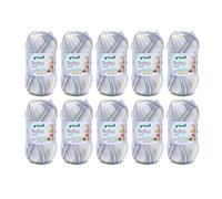 Gründl Wolle Baby color - Babywolle zum Häkeln und Stricken mit Farbverlauf - Weich und hautfreundlich - 70% Polyacryl, 30% Polyamid - 10 Knäuel 50 g / 150 m - Nadelstärke 3,5-4,5 - stein-weiß