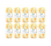 Gründl Wolle Baby color - Babywolle zum Häkeln und Stricken mit Farbverlauf - Weich und hautfreundlich - 70% Polyacryl, 30% Polyamid - 10 Knäuel 50 g / 150 m - Nadelstärke 3,5-4,5 - orange-weiß