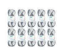 Gründl Wolle Baby color - Babywolle zum Häkeln und Stricken mit Farbverlauf - Weich und hautfreundlich - 70% Polyacryl, 30% Polyamid - 10 Knäuel 50 g / 150 m - Nadelstärke 3,5-4,5 - anthrazit- weiß