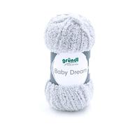 Gründl Wolle Baby Dream (kuscheliges Strick- & Häkelgarn aus 100 % Polyester, 50 g / 136 m, Nadelstärke: 5 - 6, 1 x 50 g), silbergrau