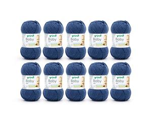 Gründl Wolle Baby uni Babywolle 10 Knäuel 50 g, jeans | weiche Wolle zum Häkeln und Stricken - Babygarn - 70 % Polyacryl,30 % Polyamid - 50 g / 150 m - Nadelstärke 3,5 -4,5