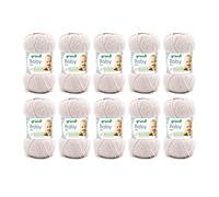 Gründl Wolle Baby uni - weiche Wolle zum Häkeln und Stricken - Babywolle - Babygarn - Weich und hautfreundlich - 70% Polyacryl,30% Polyamid - 10 Knäuel 50 g / 150 m - Nadelstärke 3,5-4,5 - ecru