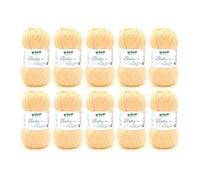 Gründl Wolle Baby uni - weiche Wolle zum Häkeln und Stricken - Babywolle - Babygarn - Weich und hautfreundlich - 70% Polyacryl,30% Polyamid - 10 Knäuel 50 g / 150 m - Nadelstärke 3,5-4,5 - Gelb