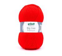 gründl Wolle Big Lisa Strickwolle 250g 665m Nadelstärke 3,5-4,5 Ganzjährig Schonwaschgang 30°C Pullover Größe 38 = 550g Rot
