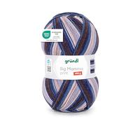 Gründl Wolle Big Mamma Print - XXL Wolle zum Stricken mit Farbverlauf - Weich und hautfreundlich - 100% Polyacryl - 1 Knäuel 400 g / 1040 m - Nadelstärke 3,5-4,5 - jeansblau-haselnuss-greige
