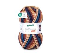 Gründl Wolle Big Mamma Print - XXL Wolle zum Stricken mit Farbverlauf - Weich und hautfreundlich - 100% Polyacryl - 1 Knäuel 400 g / 1040 m - Nadelstärke 3,5-4,5 - tinte-kupfer-mauve-beige-weiß