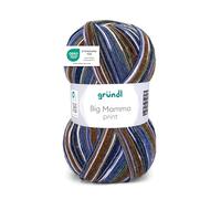 Gründl Wolle Big Mamma Print - XXL Wolle zum Stricken - Großknäuel 400 g / 1040 m - Wolle Farbverlauf aus 100% Polyacryl - Moos-royal-indigo-taupe-schoko-weiß