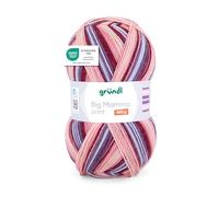 Gründl Wolle Big Mamma Print - XXL Wolle zum Stricken - Großknäuel 400 g / 1040 m - Wolle Farbverlauf aus 100% Polyacryl - lachs-kirsche-mauve-hellblau