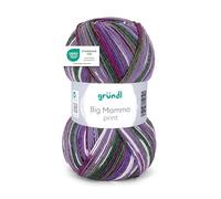 Gründl Wolle Big Mamma Print - XXL Wolle zum Stricken mit Farbverlauf - Weich und hautfreundlich - 100% Polyacryl - 1 Knäuel 400 g / 1040 m - Nadelstärke 3,5-4,5 - Violett-tannengrün-weiß