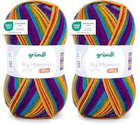 Gründl Wolle Big Mamma Print - XXL Wolle zum Stricken mit Farbverlauf - Weich und hautfreundlich - 100% Polyacryl - 1 Knäuel 400 g / 1040 m - Nadelstärke 3,5-4,5 - maisgelb-magenta (Packung mit 2)
