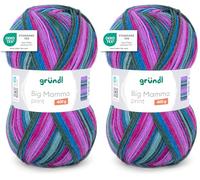 Gründl Wolle Big Mamma Print - XXL Wolle zum Stricken mit Farbverlauf - Weich und hautfreundlich - 100% Polyacryl - 1 Knäuel 400 g / 1040 m - Nadelstärke 3,5-4,5 - magenta-azurblau-taubenblau