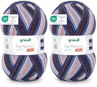 Gründl Wolle Big Mamma Print - XXL Wolle zum Stricken mit Farbverlauf - Weich und hautfreundlich - 100% Polyacryl - 1 Knäuel 400 g / 1040 m - Nadelstärke 3,5-4,5 - jeansblau-haselnuss-greige