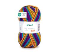Gründl Wolle Big Mamma Print - XXL Wolle zum Stricken - Großknäuel 400 g / 1040 m - Wolle Farbverlauf aus 100% Polyacryl - maisgelb-magenta-rot-türkis-grün