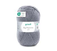 Gründl Wolle Big Mamma uni - XXL Wolle zum Stricken - Strickgarn - Weich und hautfreundlich - 100% Polyacryl - 1 Knäuel 400 g / 1040 m - Nadelstärke 3,5-4,5 - steingrau